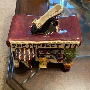 Blue Sky Corp “The Perfect Fit” Shoe Shop Figurine with Black and Maroon Accents